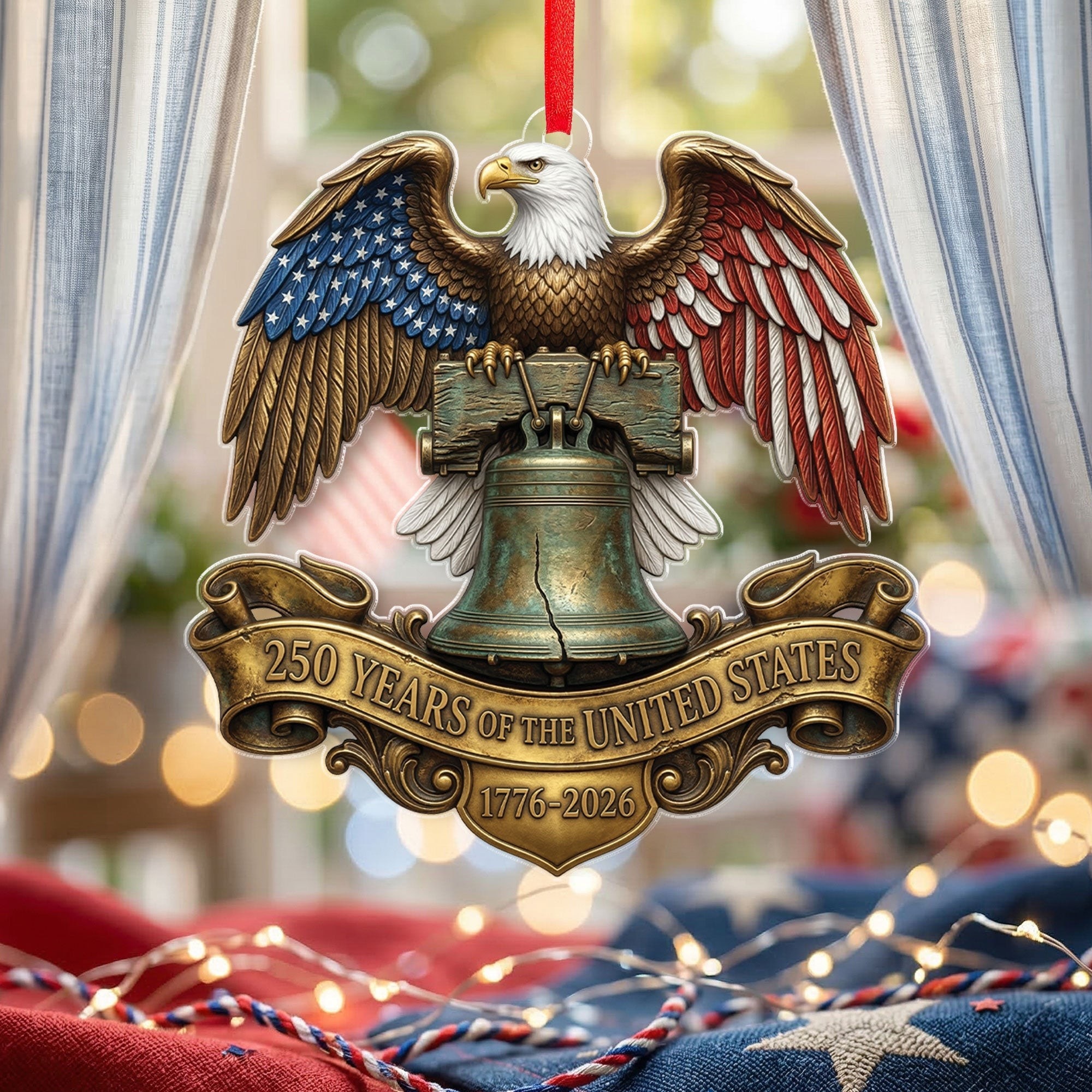 United States 250 Years 1776-2026 Freedom Eagle Liberty Bell Acrylic Ornament
