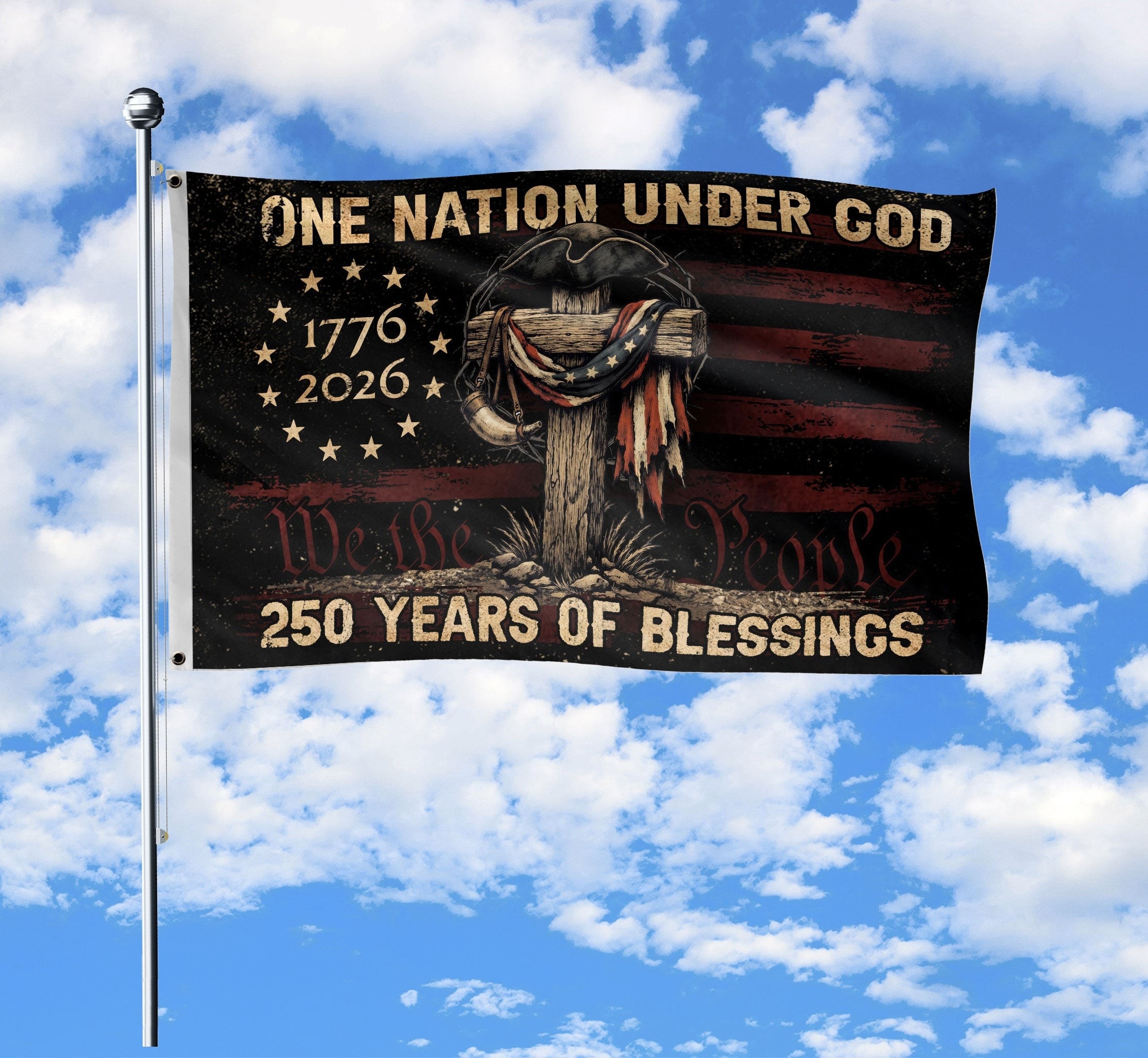 Patriotic Christian USA Outdoor Flag - Durable for Porch Pole Garden Display