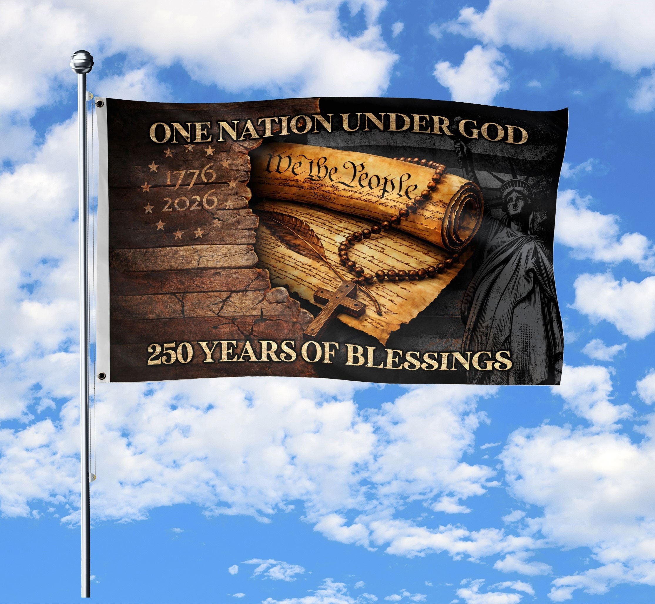 USA Christian Flag 1776-2026 Faith Freedom Garden Outdoor Decor