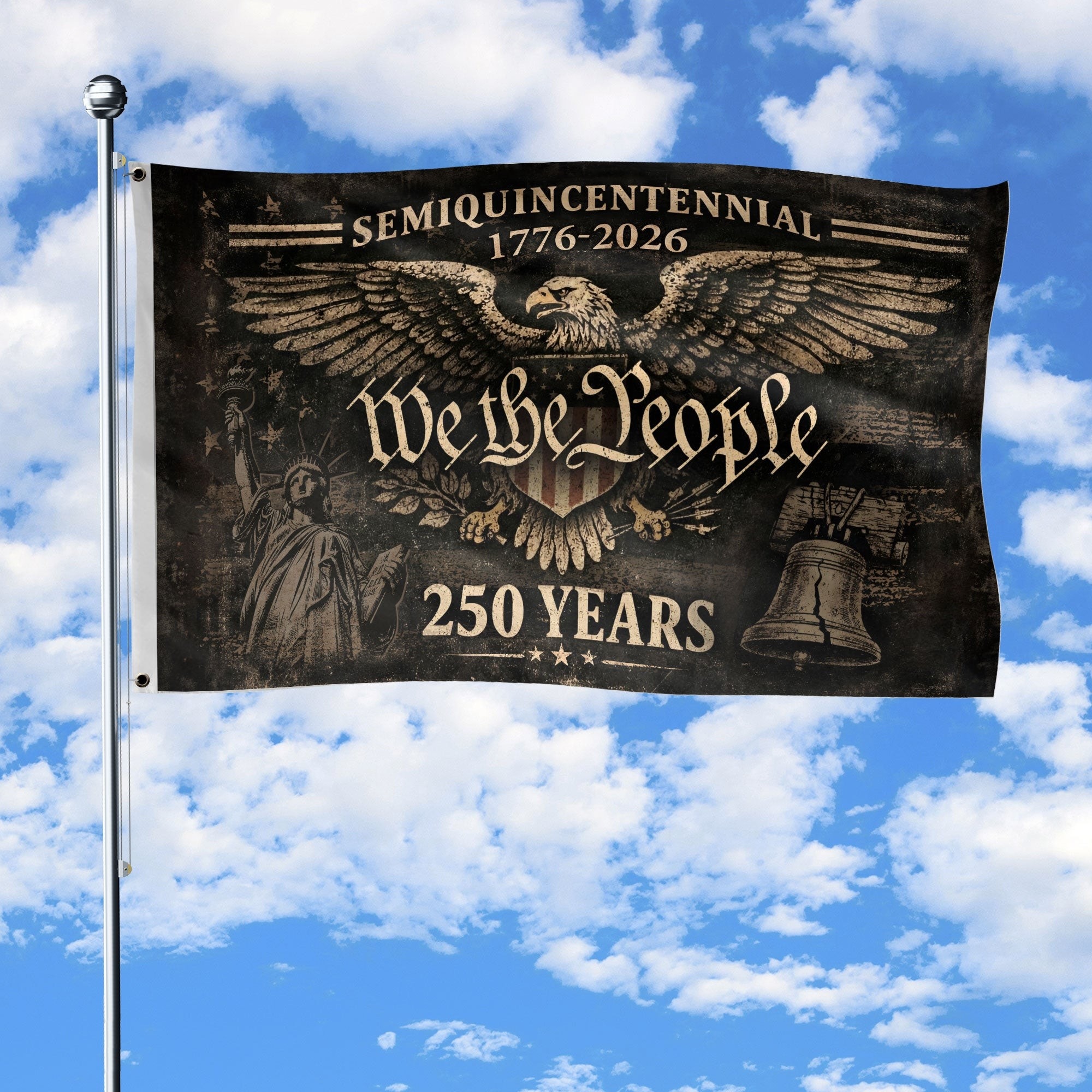 USA 250 Years Patriotic Garden Flag 1776-2026 We The People Eagle American Heritage