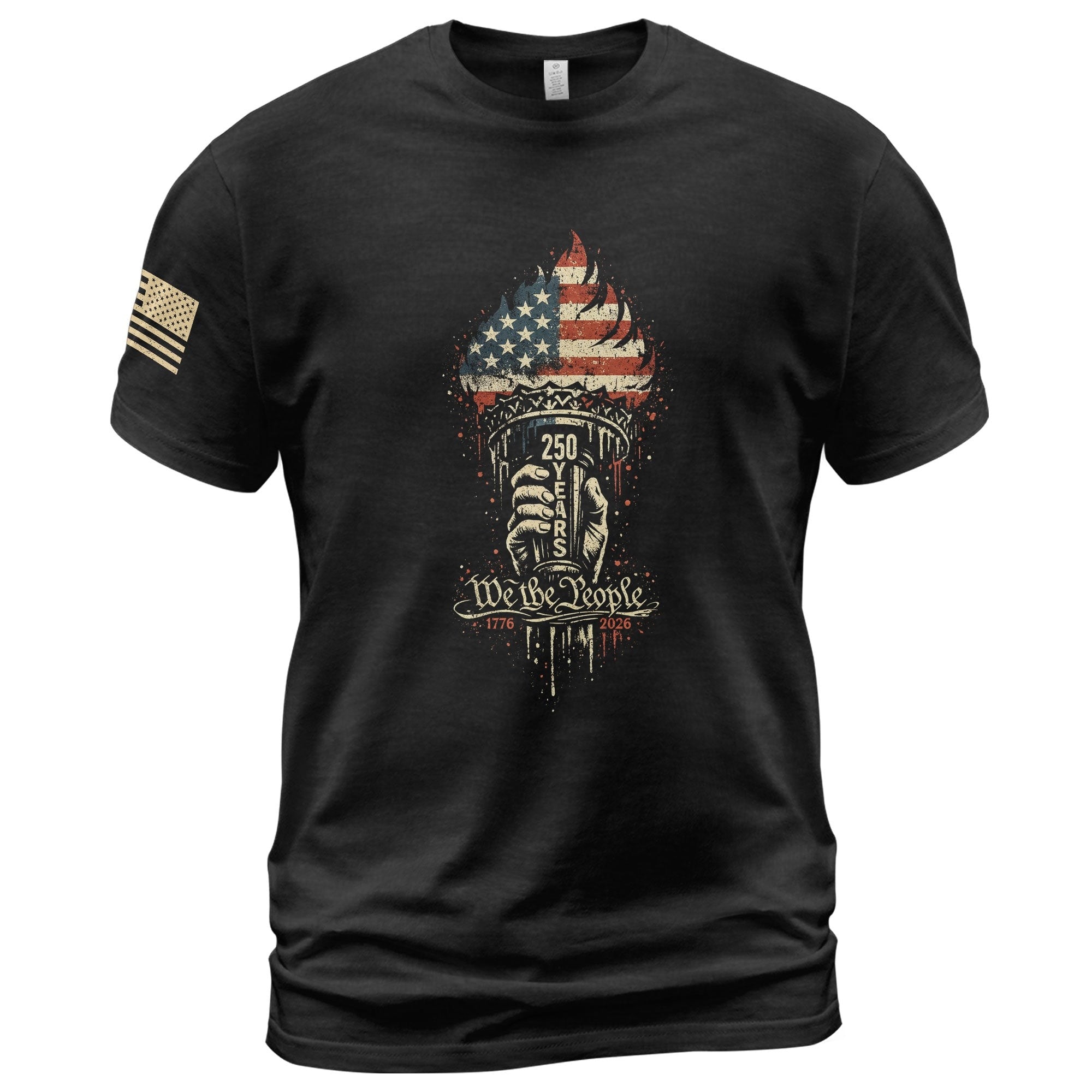 We The People 250th Anniversary 1776-2026 Liberty Torch Patriotic USA Freedom Men's T-Shirt